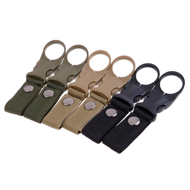 2Pcs Water Bottle Holder Climbing Carabiner Belt Backpack Hanger Hooks Clip Multifunction Water Bottle Nylon Webbing Buckle Hook